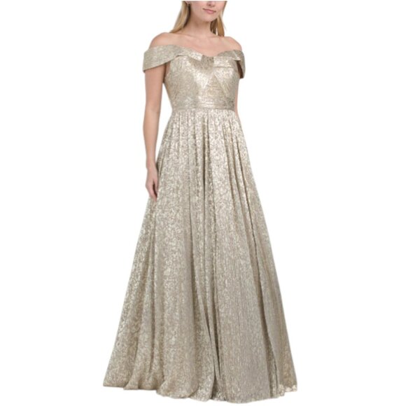 Aidan Mattox Dresses & Skirts - AIDAN MATTOX Off The Shoulder Metallic Gown